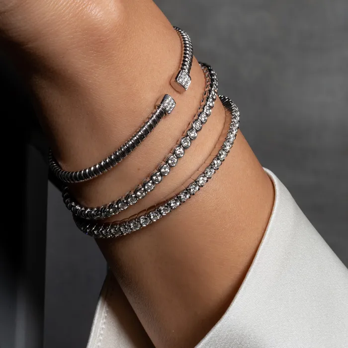 18 Karat White and Diamond Woven Bracelet RACHEL LYNN CHICAGO Bracelets