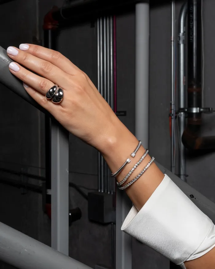 18 Karat White and Diamond Woven Bracelet RACHEL LYNN CHICAGO Bracelets
