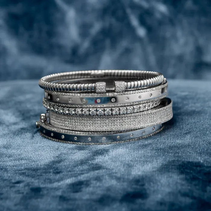 18 Karat White and Diamond Woven Bracelet RACHEL LYNN CHICAGO Bracelets