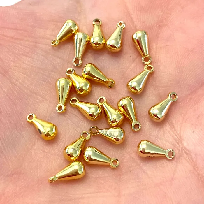 24Kt Gold Plated 8mm Drop Charms 20 pcs in a pack Peppy Beads Earrings