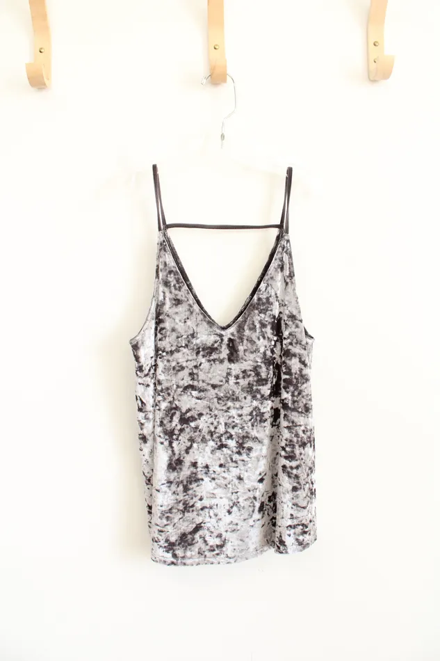 American Eagle Earrings American Eagle Gray Crushed Velvet Tank Top