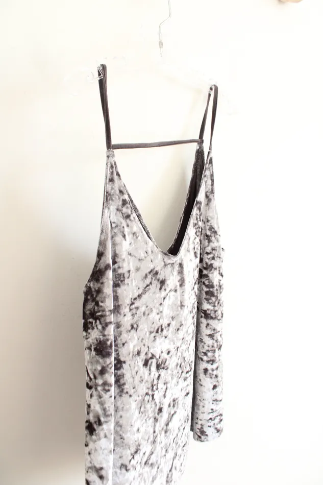 American Eagle Earrings American Eagle Gray Crushed Velvet Tank Top