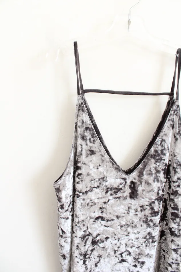 American Eagle Earrings American Eagle Gray Crushed Velvet Tank Top