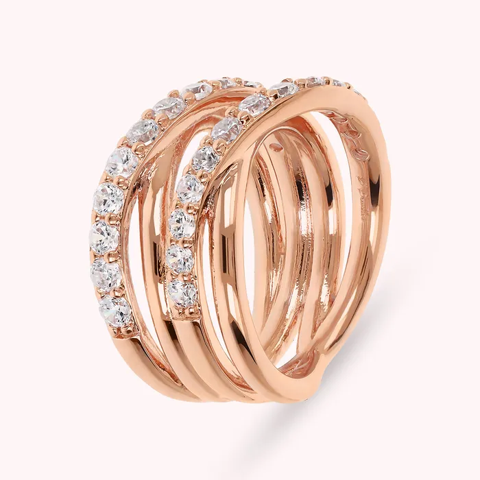 Anello a Fascia Multifilo Intrecciato con Cubic Zirconia Bronzallure Earrings