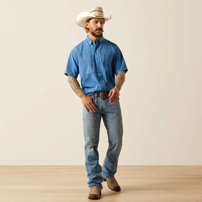 ARIAT MENS CLOTHING Earrings ARIAT MENS VENTTEK CLASSIC FIT SHORT SLEEVE SHIRT SAPPHIRE