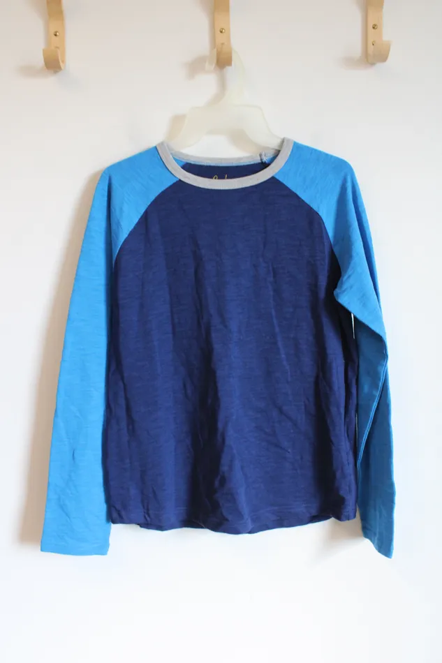 Boden Boden TwoToned Blue Long Sleeved Cotton Shirt Youth 1314 Rings