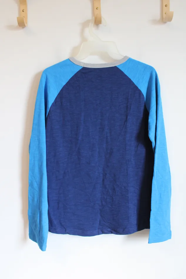 Boden Boden TwoToned Blue Long Sleeved Cotton Shirt Youth 1314 Rings