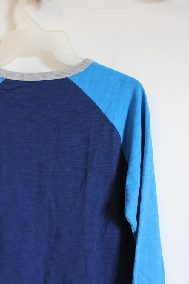 Boden Boden TwoToned Blue Long Sleeved Cotton Shirt Youth 1314 Rings