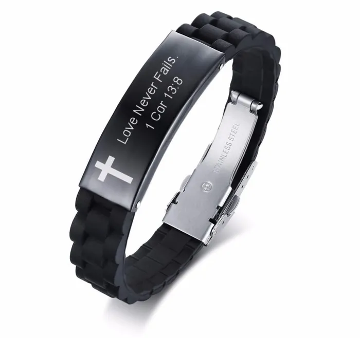 Bracelets Lords Guidance Bible Verse Bracelet br Love Never Fails Silicone