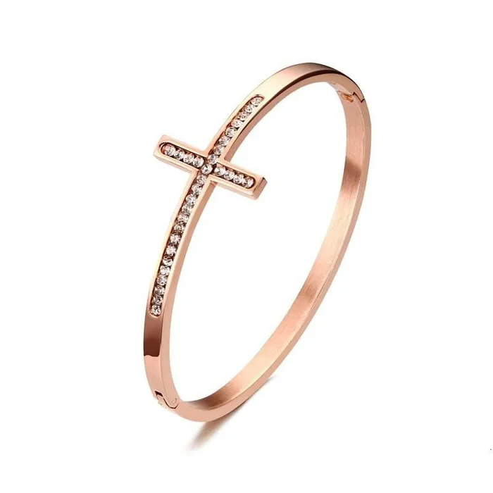 Bracelets Lords Guidance Womens Cross Braceletbr Rose Gold Diamond