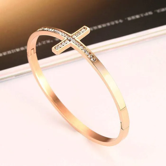Bracelets Lords Guidance Womens Cross Braceletbr Rose Gold Diamond