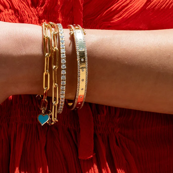 Bracelets RACHEL LYNN CHICAGO Yellow Gold and Diamond High Polished Blake Bracelet