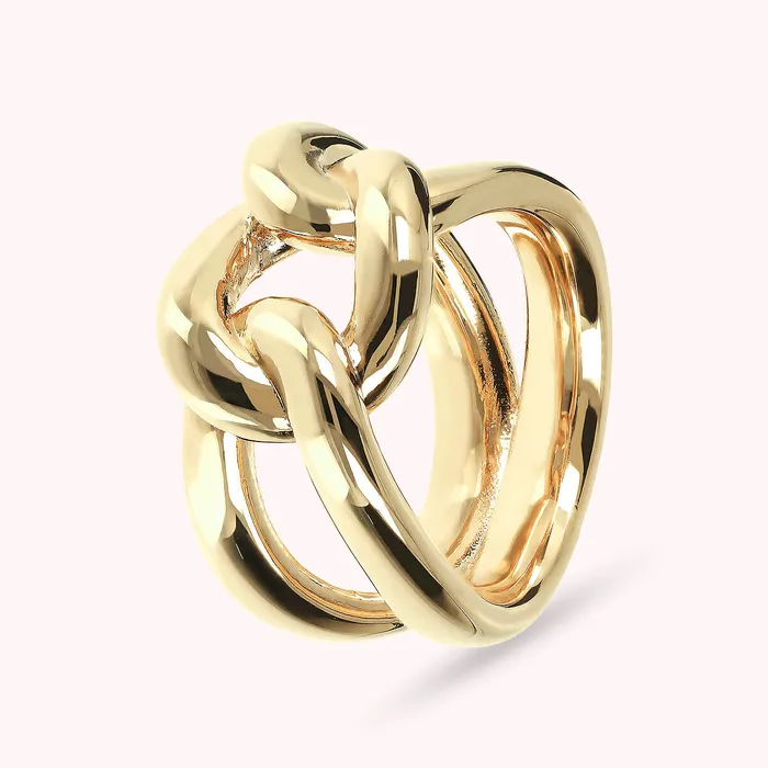 Bronzallure Earrings Anello a Fascia Golden con Maglia Intrecciata