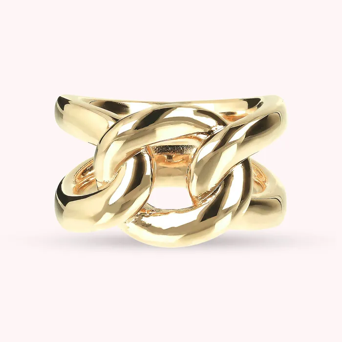 Bronzallure Earrings Anello a Fascia Golden con Maglia Intrecciata