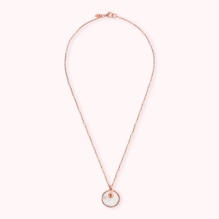 Bronzallure Earrings Collana con Pendente a Bottone in Pietra Naturale Piatta