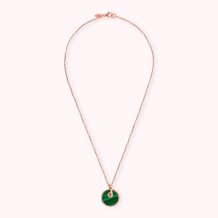 Bronzallure Earrings Collana con Pendente a Bottone in Pietra Naturale Piatta