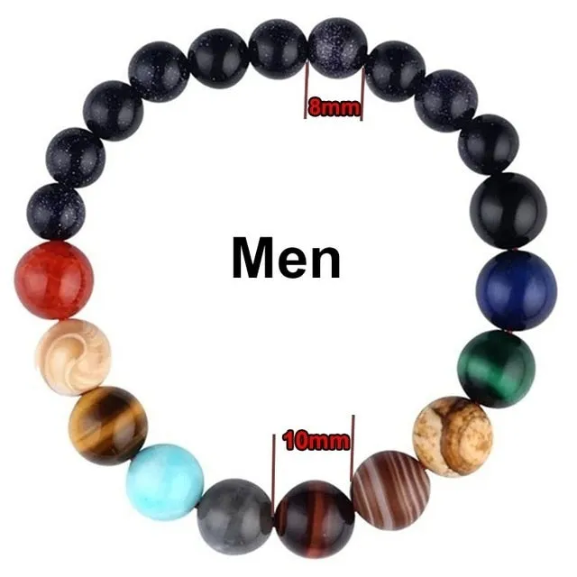 Bryan Lim Bracelets Eight Planets Natural Stone Bracelet Galaxy Solar System Beads Bracelets