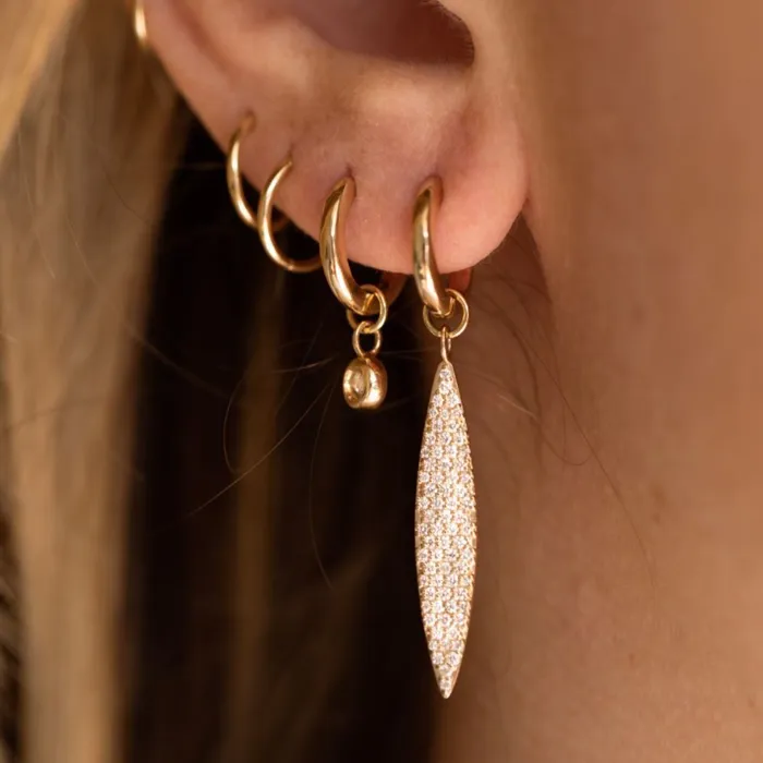 Bubble Bezel Diamond Drop Hoops Consider the Wldflwrs Earrings Bubble Bezel Diamond Drop Hoops Consider the Wldflwrs Earrings