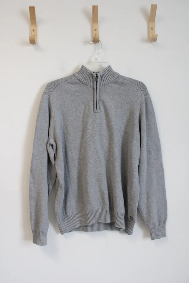 Chaps Earrings Chaps Gray Quarter Zip Pullover L