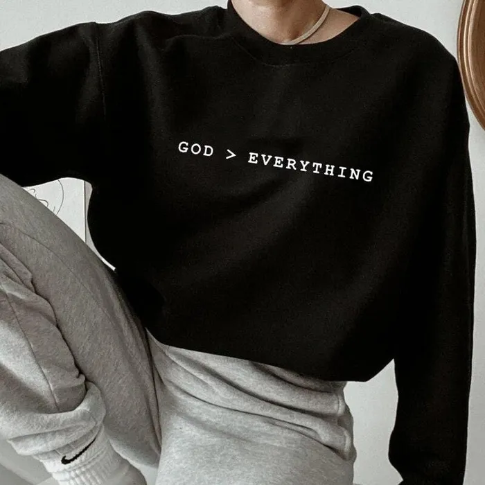 Christian Sweatshirt br God Over Everything Lords Guidance Earrings