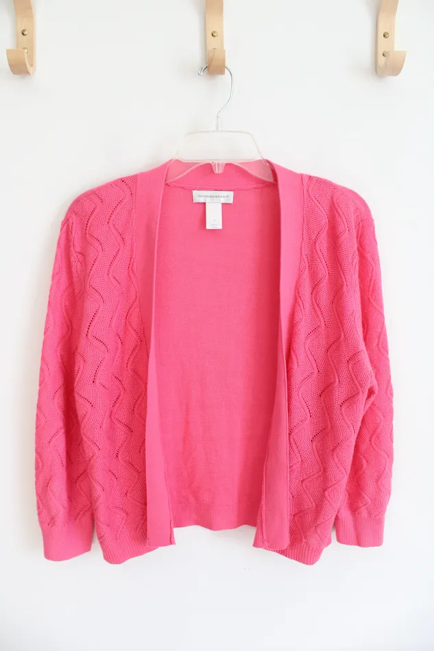 Christopher Banks Earrings Christopher Banks Crocheted Pink Cardigan S