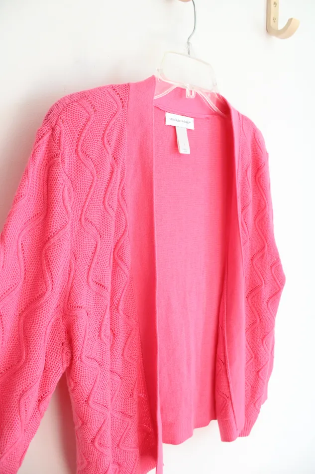 Christopher Banks Earrings Christopher Banks Crocheted Pink Cardigan S