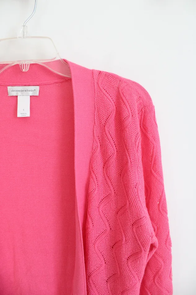Christopher Banks Earrings Christopher Banks Crocheted Pink Cardigan S