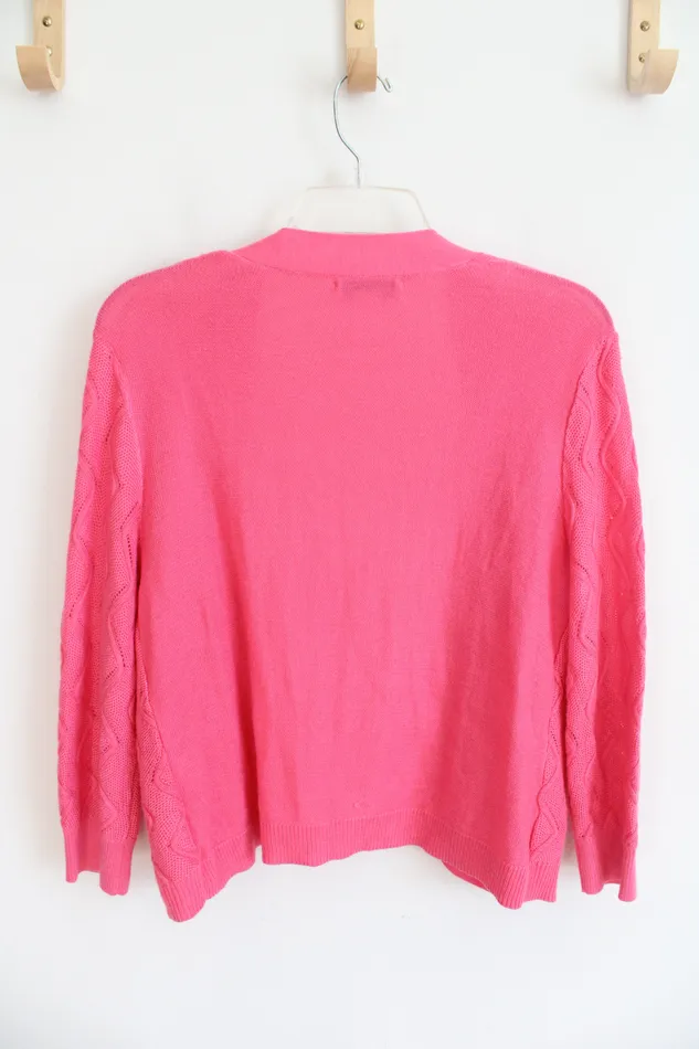 Christopher Banks Earrings Christopher Banks Crocheted Pink Cardigan S