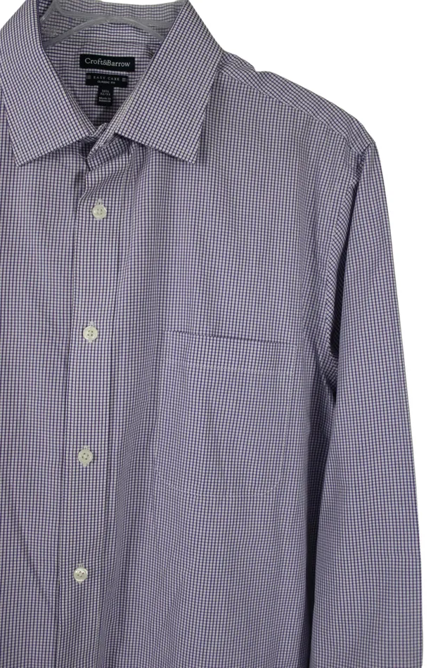 Croft Barrow Classic Fit Purple Plaid Shirt 16 12 3233 Croft Barrow Earrings