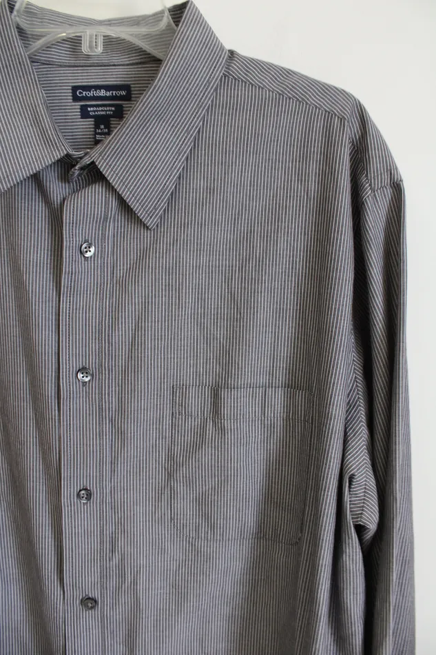 Croft Barrow Earrings Croft Barrow Classic Fit Gray Striped Button Down Shirt