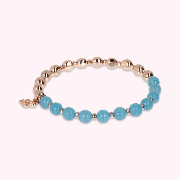 Earrings Bronzallure Bracciale Elastico con Pietre Naturali e Sfere Golden Ros