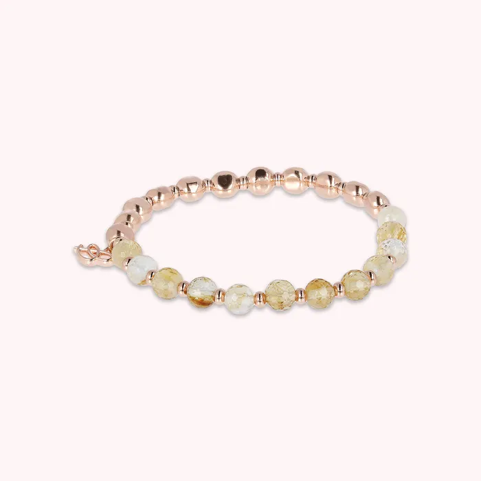 Earrings Bronzallure Bracciale Elastico con Pietre Naturali e Sfere Golden Ros