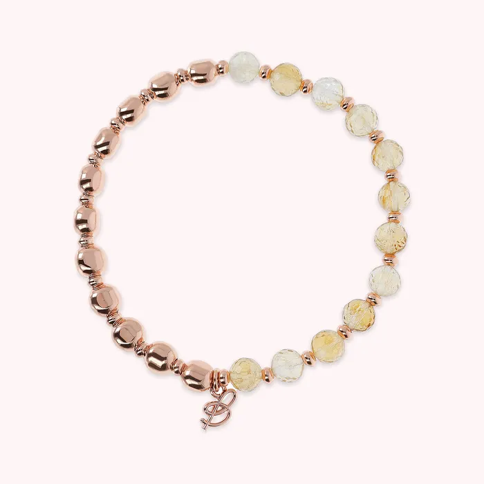 Earrings Bronzallure Bracciale Elastico con Pietre Naturali e Sfere Golden Ros