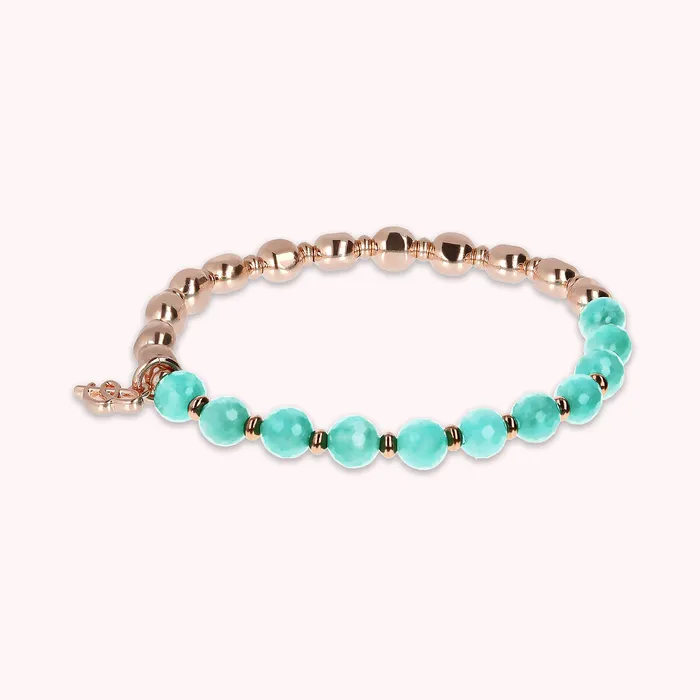 Earrings Bronzallure Bracciale Elastico con Pietre Naturali e Sfere Golden Ros
