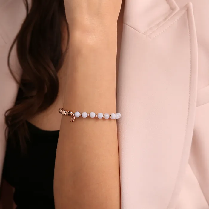Earrings Bronzallure Bracciale Elastico con Pietre Naturali e Sfere Golden Ros
