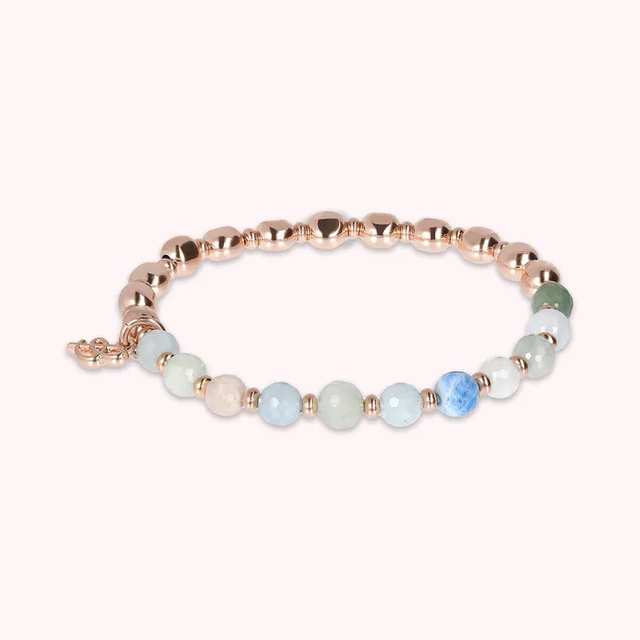 Earrings Bronzallure Bracciale Elastico con Pietre Naturali e Sfere Golden Ros