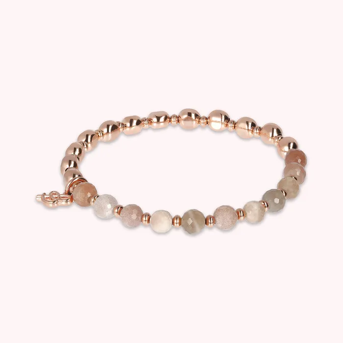 Earrings Bronzallure Bracciale Elastico con Pietre Naturali e Sfere Golden Ros