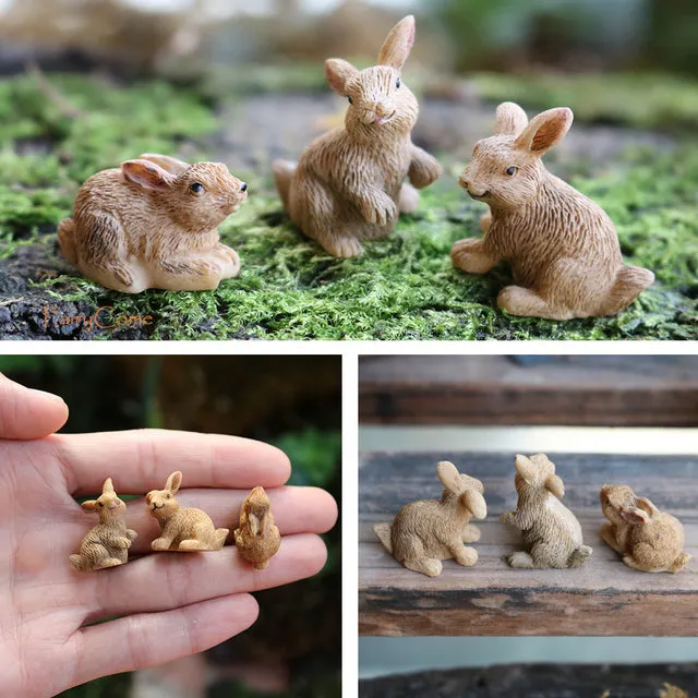 Earrings CJ 3 Miniature Rabbits 1 12 Scale Dollhouse Diorama Animals