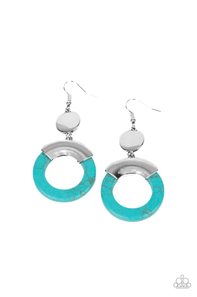 Earrings ENTRADA at Your Own Risk Blue Paparazzi Accessories