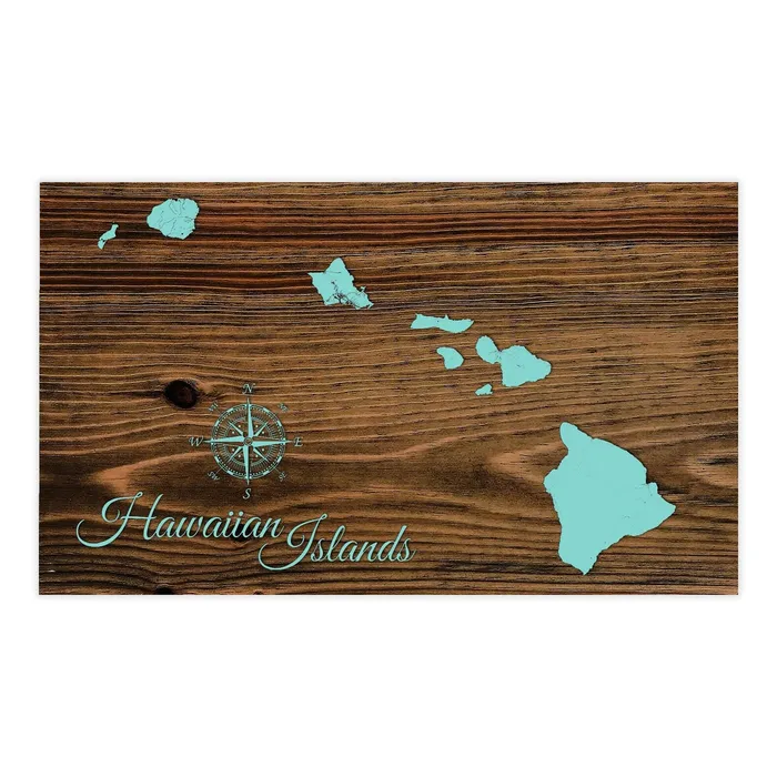 Earrings FIREPINE Seaglass Hawaiian Islands Map on Pine