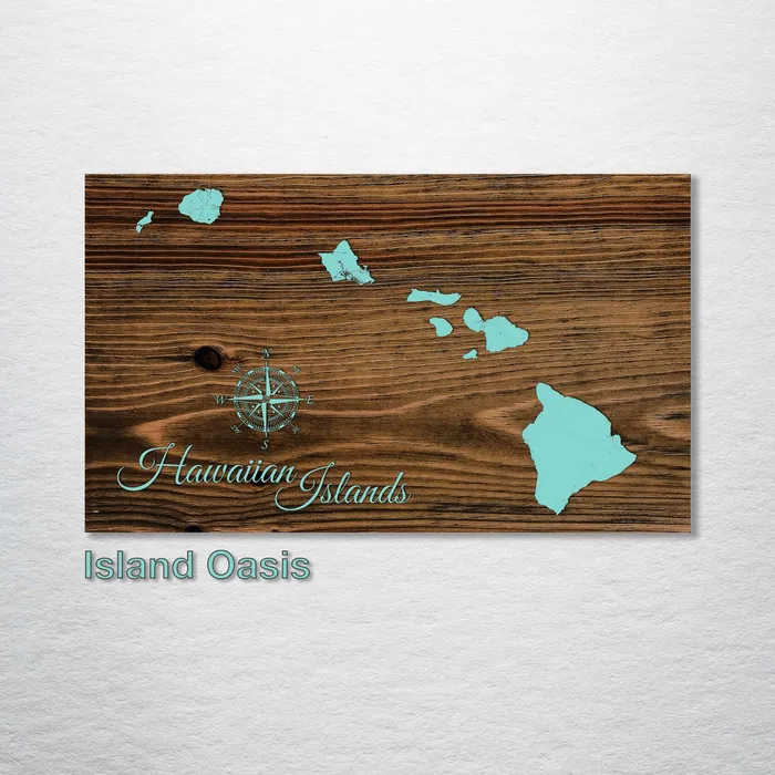 Earrings FIREPINE Seaglass Hawaiian Islands Map on Pine