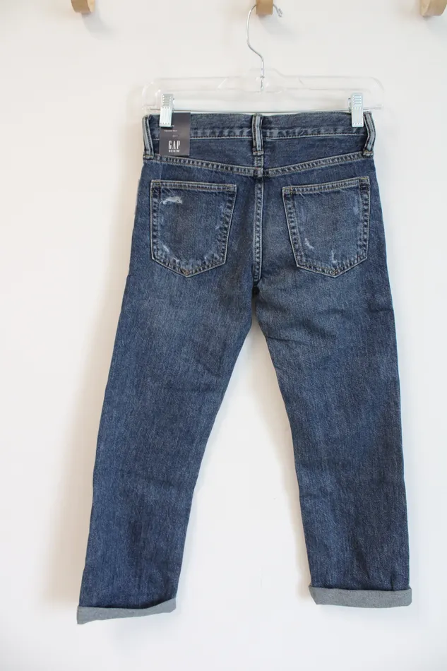 Earrings Jubilee Thrift NEW Gap Straight Leg Distressed Cuffed Jeans Youth 10
