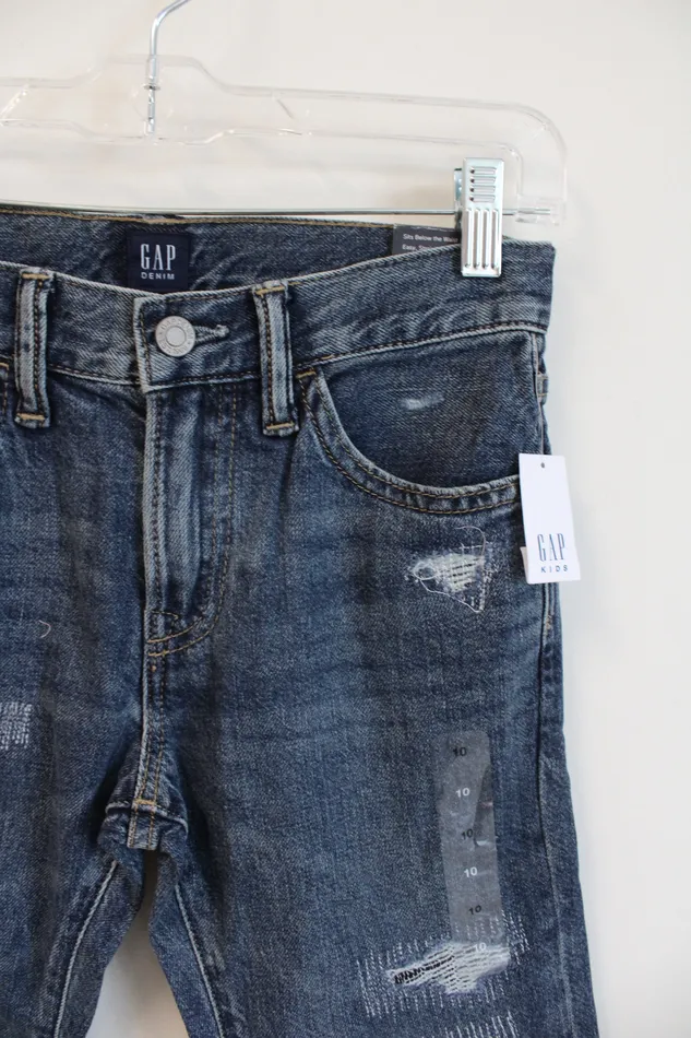 Earrings Jubilee Thrift NEW Gap Straight Leg Distressed Cuffed Jeans Youth 10