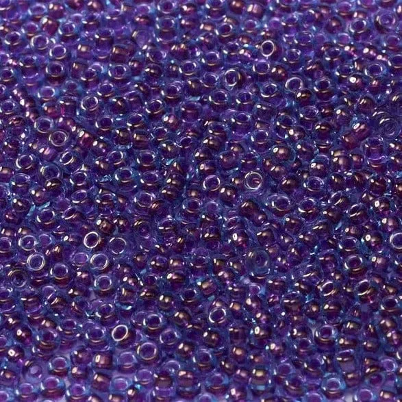 Earrings Miyuki Seed Beads 110 Fuchsia Lined Aqua Luster 0352NEW Peppy Beads