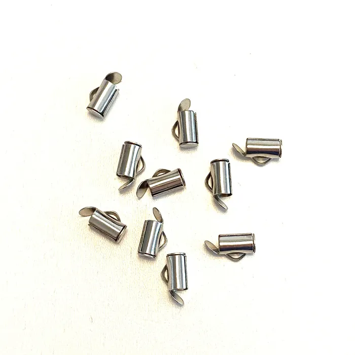 Earrings Miyuki Slide End Tubes 8mm Rhodium Plated 10 Tubes in a pack Peppy Beads