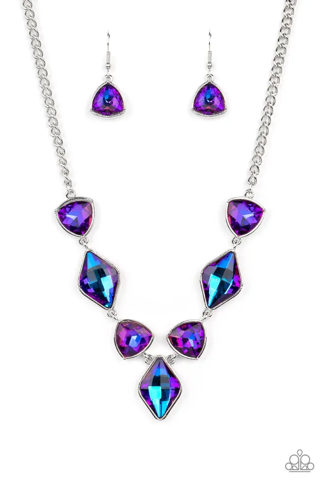 Earrings Paparazzi Accessories Glittering Geometrics Purple