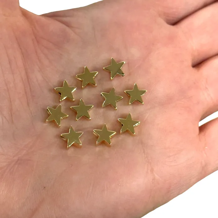 Earrings Peppy Beads 24Kt Gold Plated Star Spacer Charms 8mm Gold Star Charms 10 pcs in a pack Earrings Peppy Beads 24Kt Gold Plated Star Spacer Charms 8mm Gold Star Charms 10 pcs in a pack
