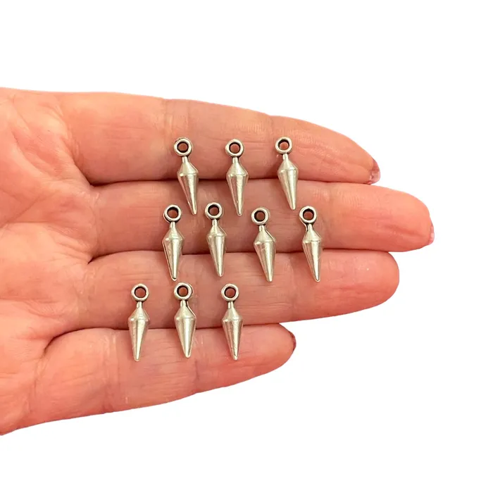 Earrings Peppy Beads Antique Silver Plated Drop Charms 10 pcs in a pack