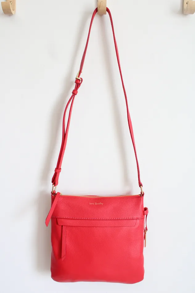 Earrings Vera Bradley NEW Vera Bradley Mallory Crossbody Canyon Sunset Red Leather Purse