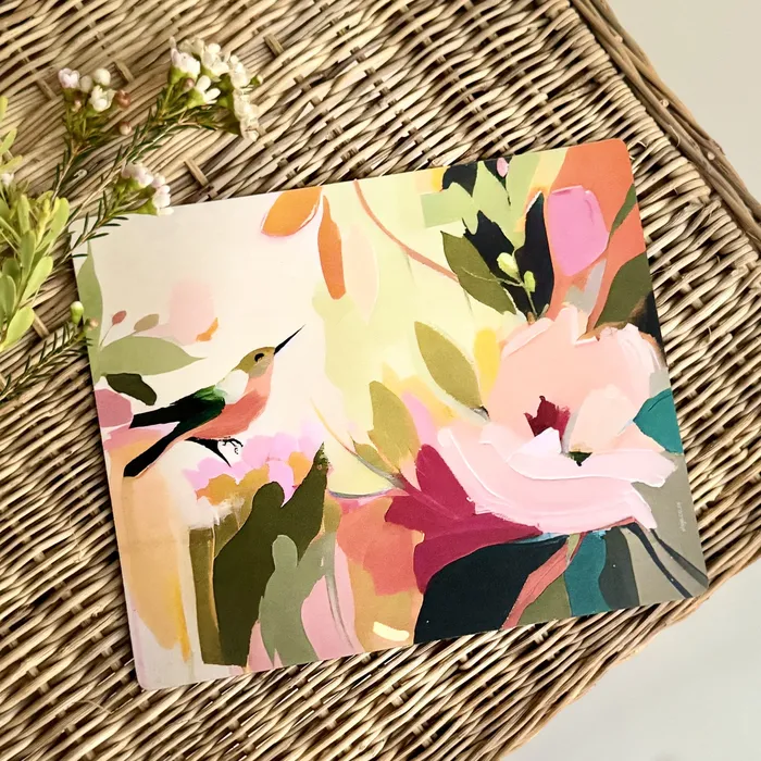 ELSJE DESIGN Necklaces Bird and Flower Painting Mousepad